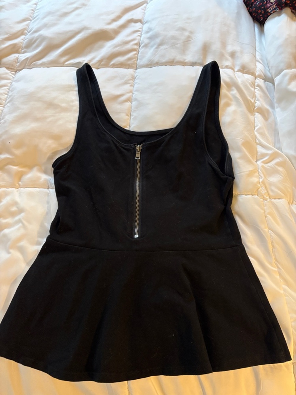 Express Black Sleeveless Zip-Front Peplum Tank